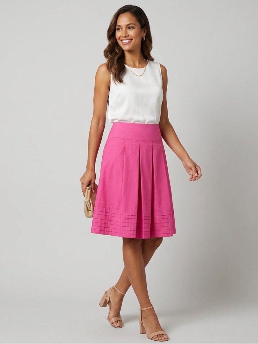 Vibrant Pink Knee-Length A-Line Skirt